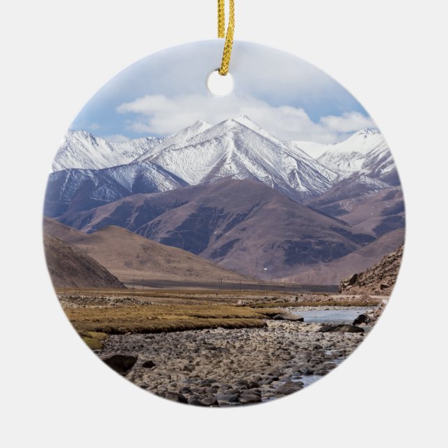 Typical Tibetan mountain landscape Ceramic Ornament (Front)