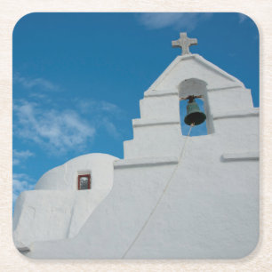 Typical whitewashed church square paper coaster