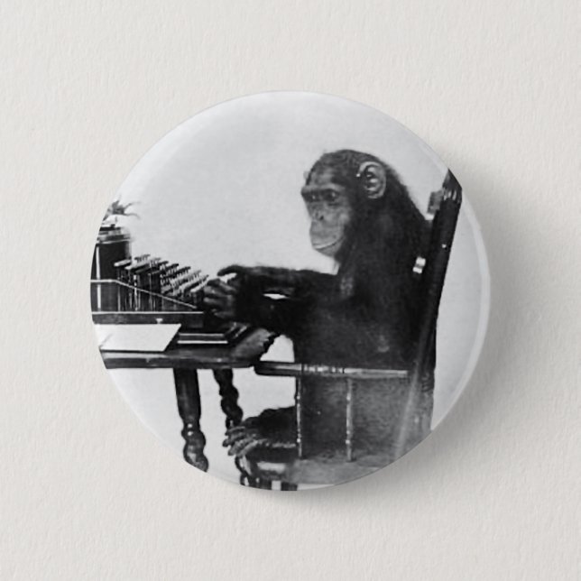 Typing Monkey 2 Inch Round Button (Front)