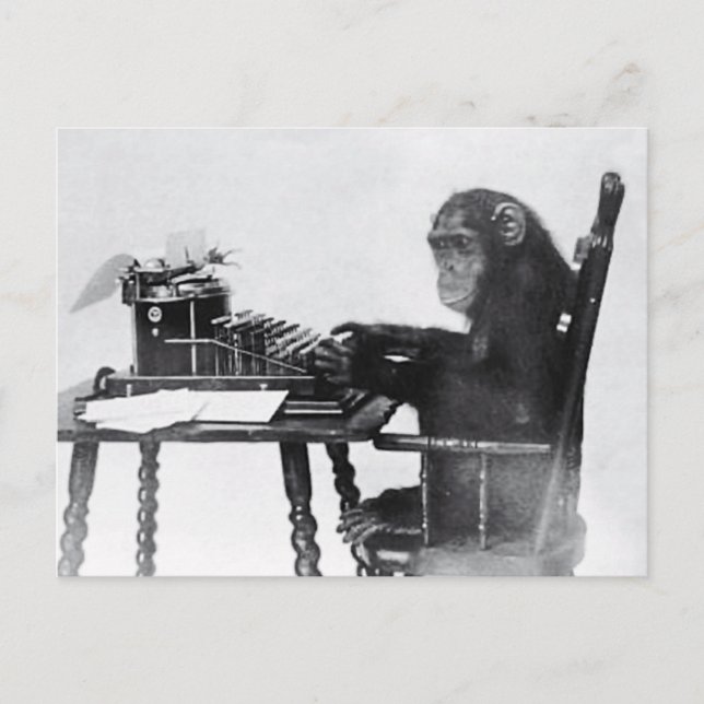 Typing Monkey Postcard (Front)