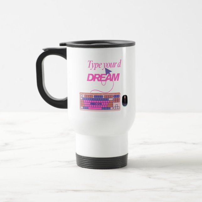 Typing My Future Travel Mug (Left)