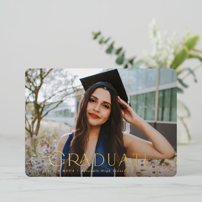 Typographic 2 Photo Graduation Announcement (Standing Front)
