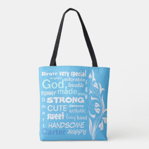 Typographic ART Design, Personalize for a Boy Tote Bag