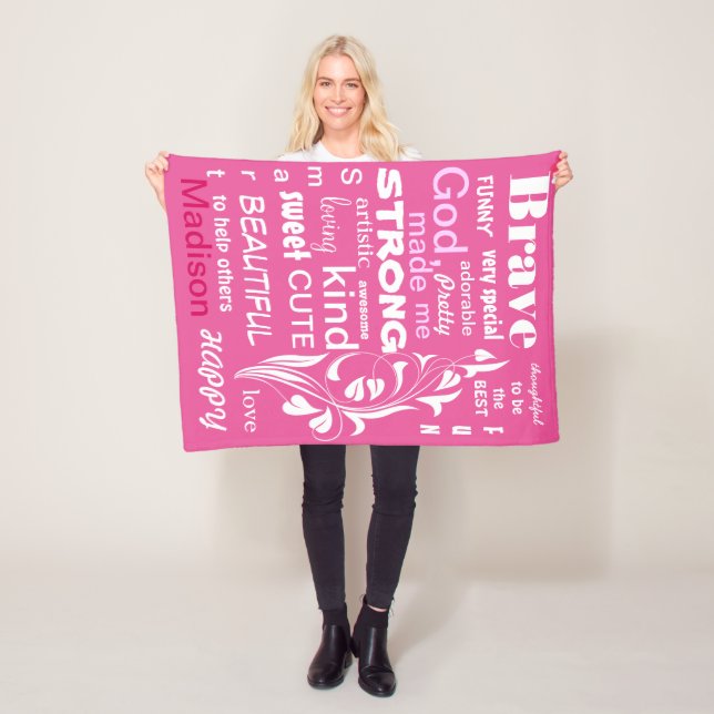 Typographic ART Design, Personalize for a Girl Fleece Blanket (In Situ)