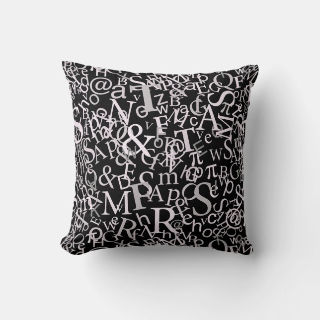Typographic Art Throw Pillow (Front)