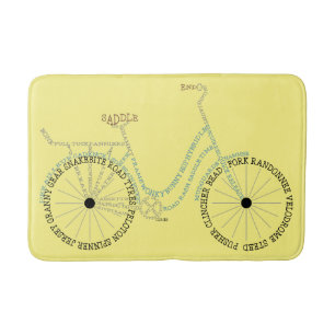 Typographic Bicycle Bike Biking Cycling Bath Mat