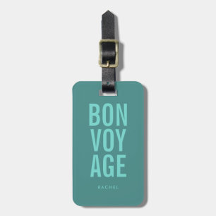 Typographic Block Text Bon Voyage Luggage Tag