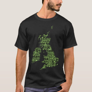 Typographic British Isles - Green and Black. T-Shirt
