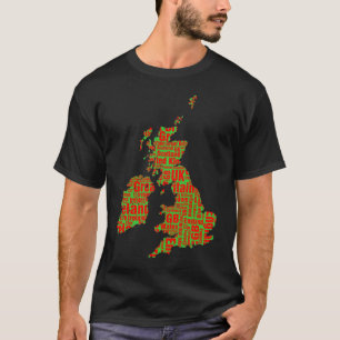 Typographic British Isles - Green and Red T-Shirt