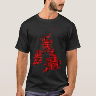 Typographic British Isles - Red and Black. T-Shirt