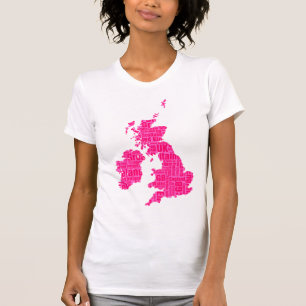 Typographic British Isles - Shades of Pink T-Shirt
