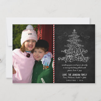 Typographic Christmas Tree Chalkboard Photo Card
