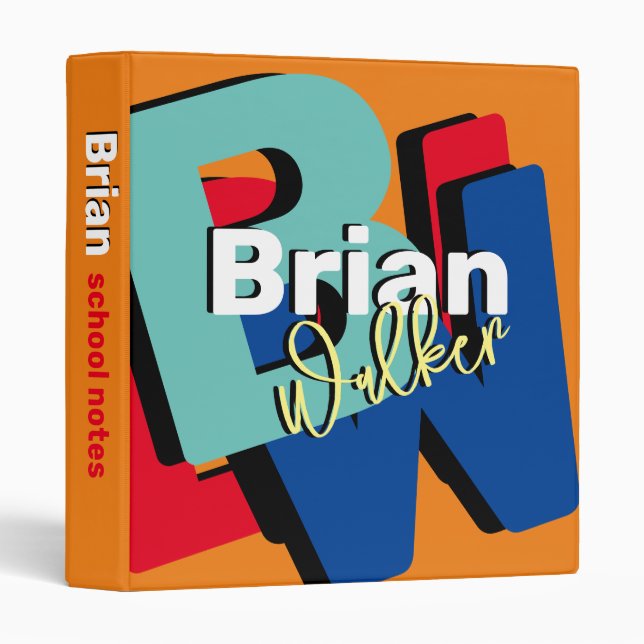 Typographic Cool Colourful Name & Initials Binder (Front/Spine)