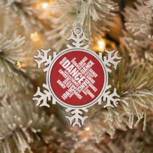 Typographic Dance (Distressed) Snowflake Pewter Ch Snowflake Pewter Christmas Ornament