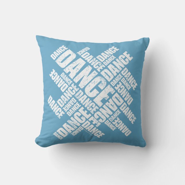 Typographic Dance (Distressed) Throw Pillow (Front)