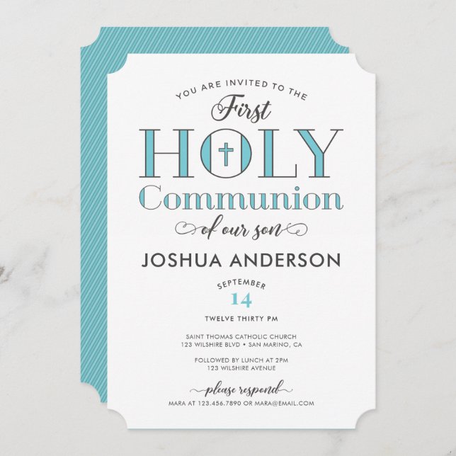 Typographic First Holy Communion Invitation (Front/Back)