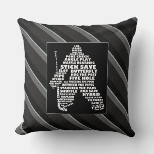 Typographic Hockey Goalie Terms Throw Pillow
