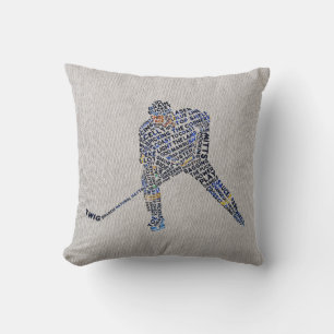 Typographic Hockey Player Pillow to Customize