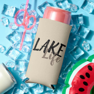 Typographic nautical LAKE LIFE   Seltzer Can Cooler