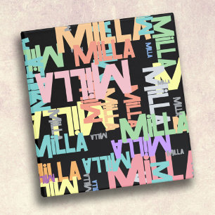 Typographic Personalized Colourful Names on Black Binder