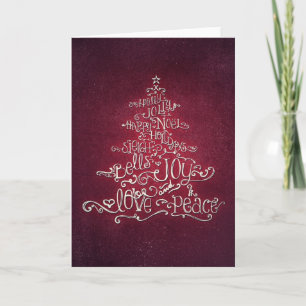 Typographic Red & Silver Christmas Tree Card