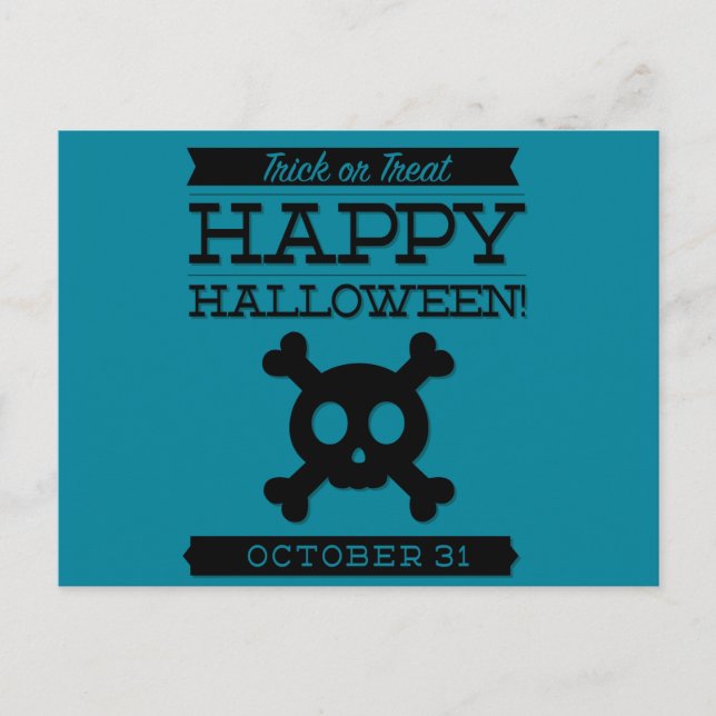 Typographic retro Halloween Postcard (Front)