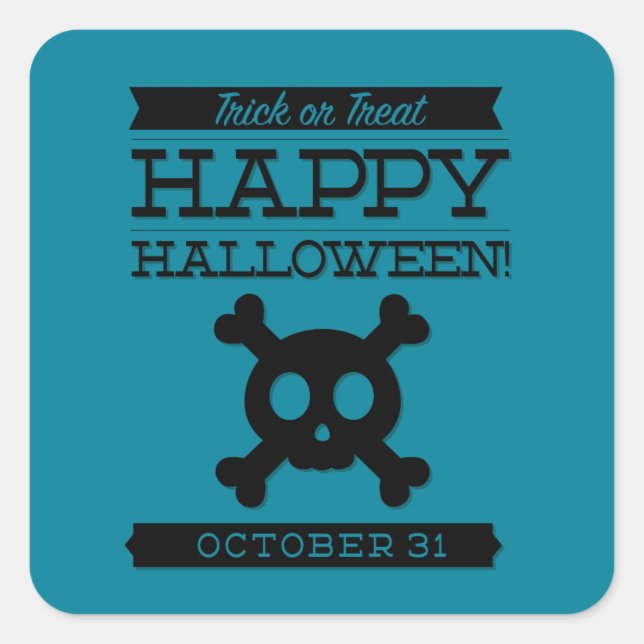 Typographic retro Halloween Square Sticker (Front)