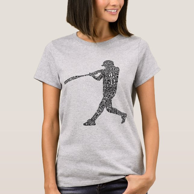 Typographic Softball Baseball Player Women's Tee (Front)