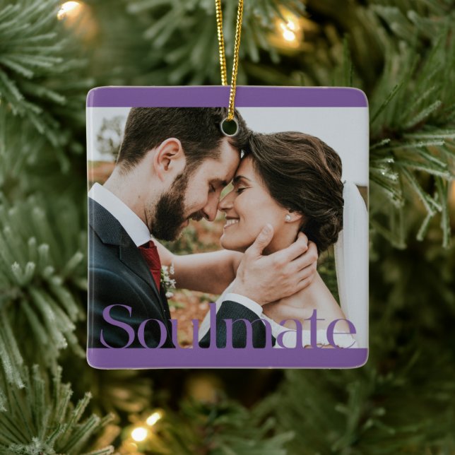 Typographic Soulmate & LOVE Frame Design Ornament (Tree)