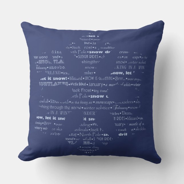 Typographic Winter Phrases Throw Pillow (Front)
