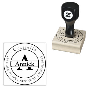 Typographical Monogram Name Return Address  Rubber Stamp