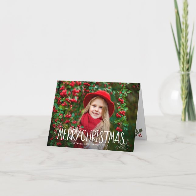 typographie à la main joyeux noël carte photo (Devant)