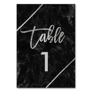 Typographie argentée numéro de table en marbre noi