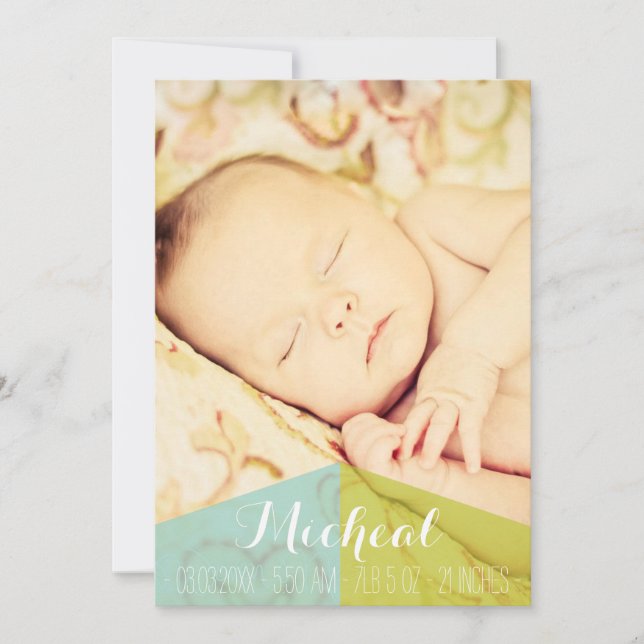 Typographie Baby Boy Carte photo Faire-part de nai (Devant)