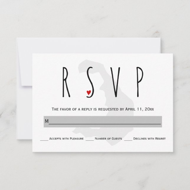 Typographie bleu, gris Santorin mariage carte RSVP (Devant)
