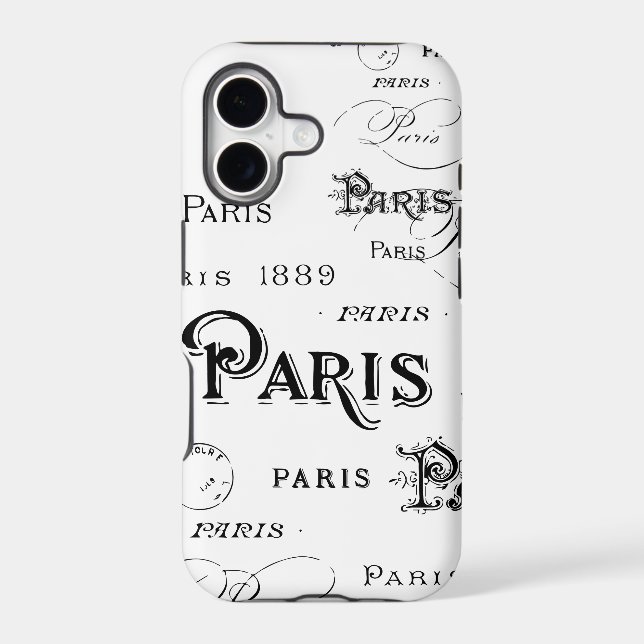Typographie Calligraphie Paris France Tour Eiffel (Verso)