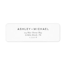 Typographie chic Adresse de retour Label noir et b