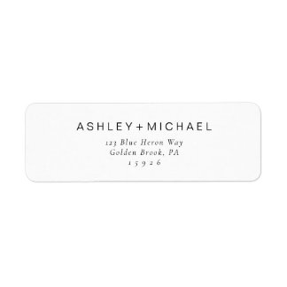 Typographie chic Adresse de retour Label noir et b