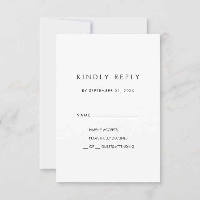 Typographie chic Carte RSVP simple (Devant)
