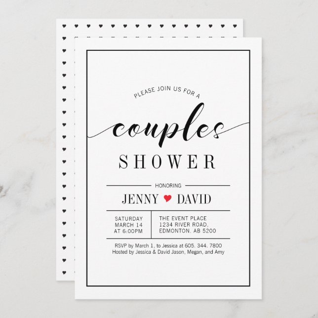 Typographie Chic Mariage Couples douche Invitation (Devant / Derrière)