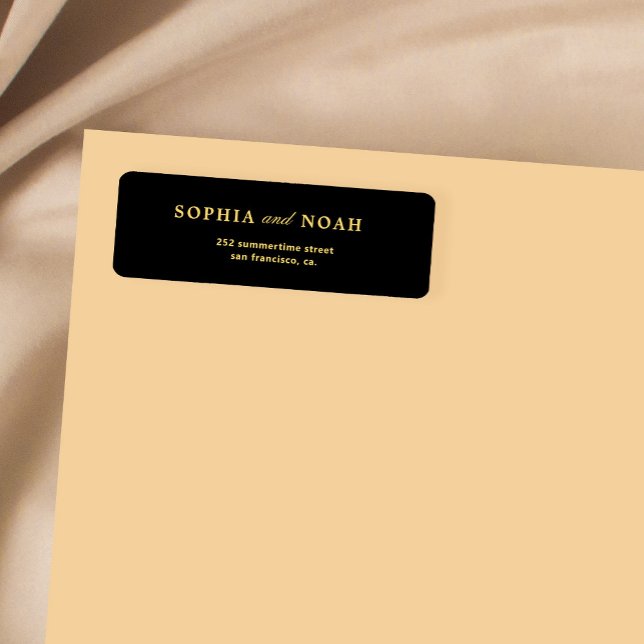 Typographie chic or noir mariage adresse de retour (Créateur téléchargé)