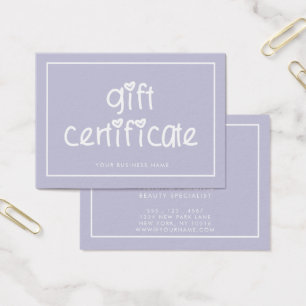 Typographie Cute Certificat cadeau couleur personn