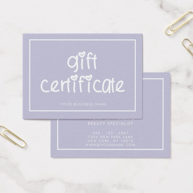 Typographie Cute Certificat cadeau couleur personn (Bureau)
