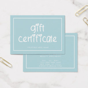 Typographie Cute Certificat cadeau couleur personn