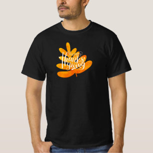 Typographie d'action de grâce Avec T-shirt feuille