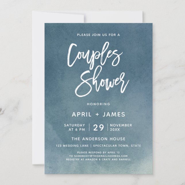 Typographie de brosse Invitation de douche nuptial (Devant)