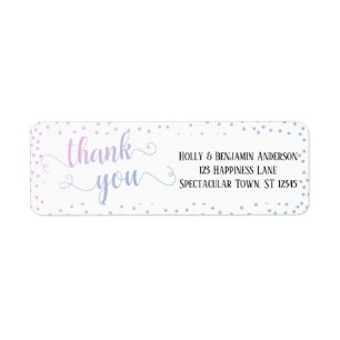 Typographie de confettis ombrés rose et bleu Merci