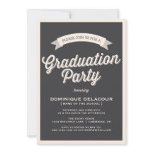 TYPOGRAPHIE DE RÉTRO GRAY GRADUY INVITATION PARTI
