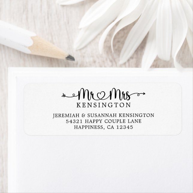Typographie de script M. Mme Mariage Adresse de re (En situation)