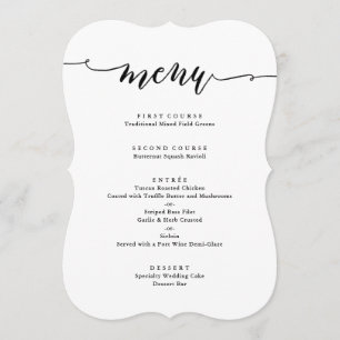 Typographie de script simple   Menu Mariage
